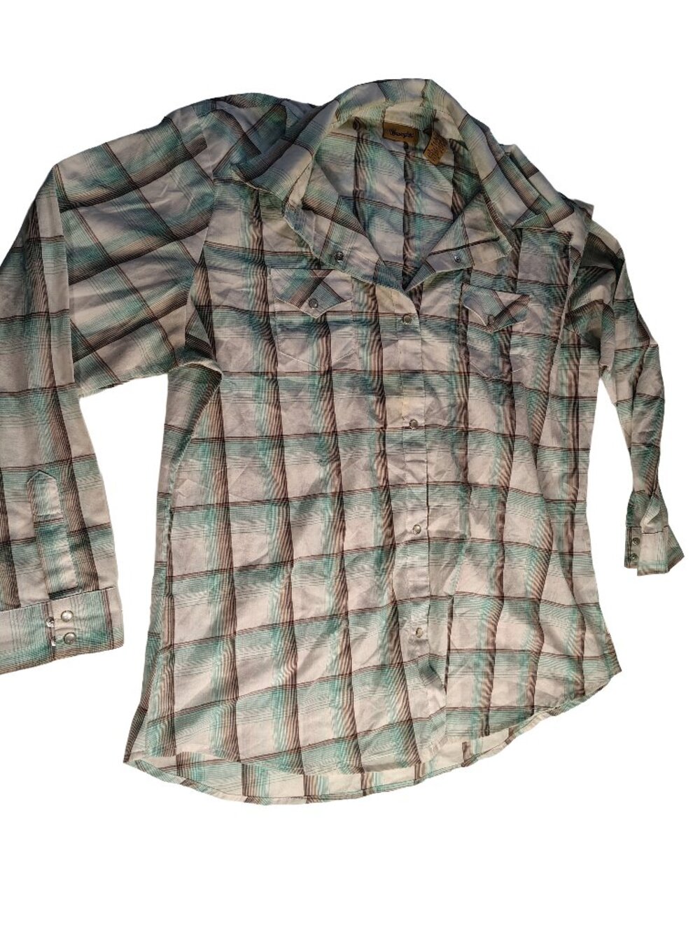 Men's XXL Multicolored Long Sleeve Plaid Checkered Wrangler Western Dress Shirt